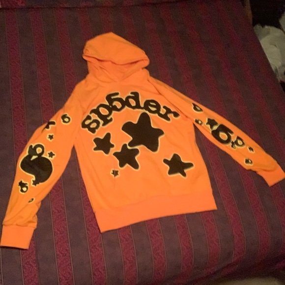 Authentic Sp5der hoodie orange Size M *slightly worn*